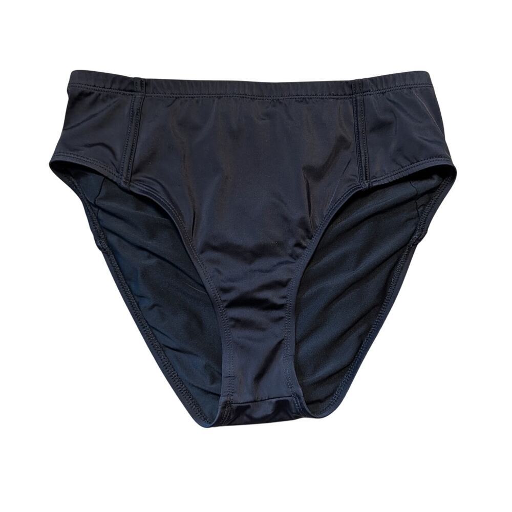 Title Nine Performance Solid Bikini Bottom Womens Size Large Black High Cut Swim